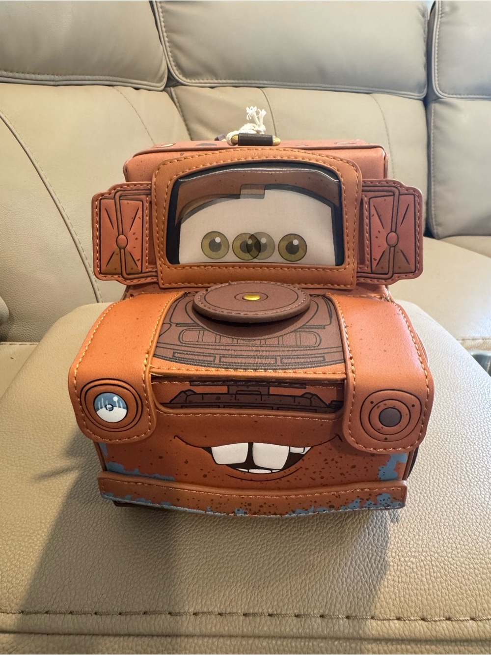 Loungefly Disney Pixar Cars 20th Anniversary Mater Figural Crossbody Bag